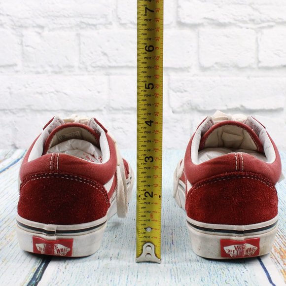 Vans Off The Wall Red Suede Canvas Lace up Low Top Skate Sneakers M 4 L 5.5 - Picture 8 of 9